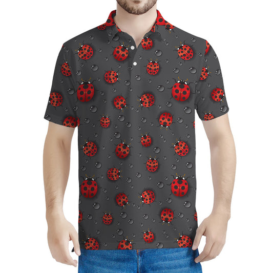 Little Ladybird Pattern Print Men's Polo Shirt