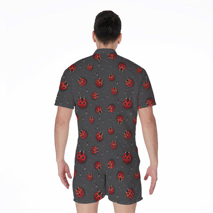 Little Ladybird Pattern Print Men's Rompers