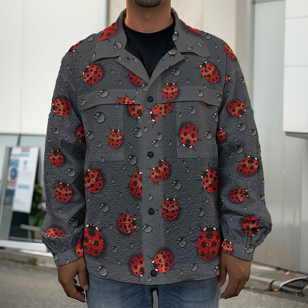 Little Ladybird Pattern Print Men's Shirt Jacket