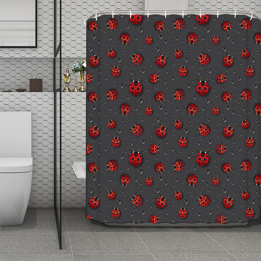 Little Ladybird Pattern Print Polyester Shower Curtain