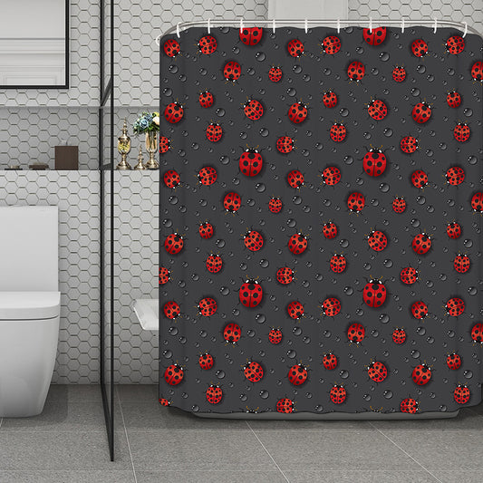 Little Ladybird Pattern Print Polyester Shower Curtain
