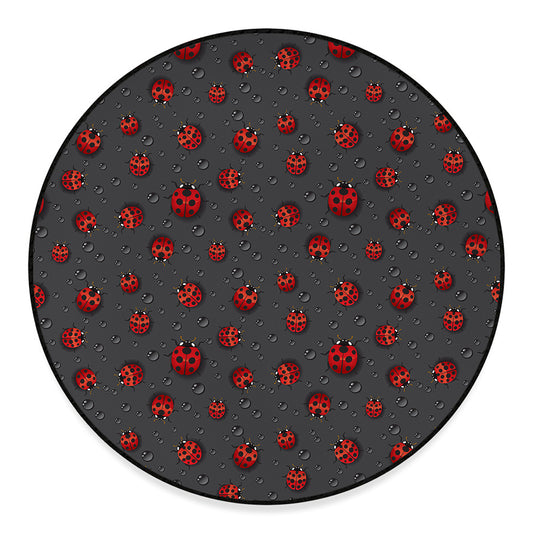 Little Ladybird Pattern Print Round Floor Mat
