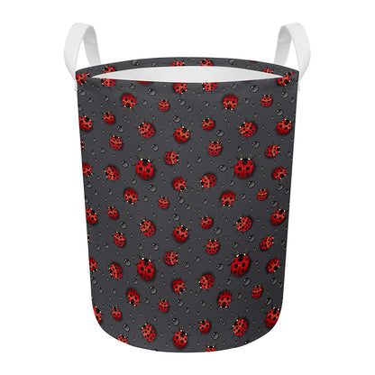 Little Ladybird Pattern Print Round Laundry Basket
