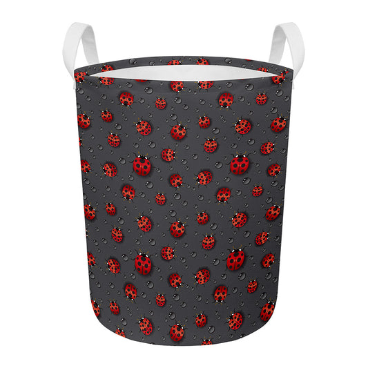 Little Ladybird Pattern Print Round Laundry Basket