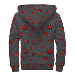 Little Ladybird Pattern Print Sherpa Lined Zip Up Hoodie