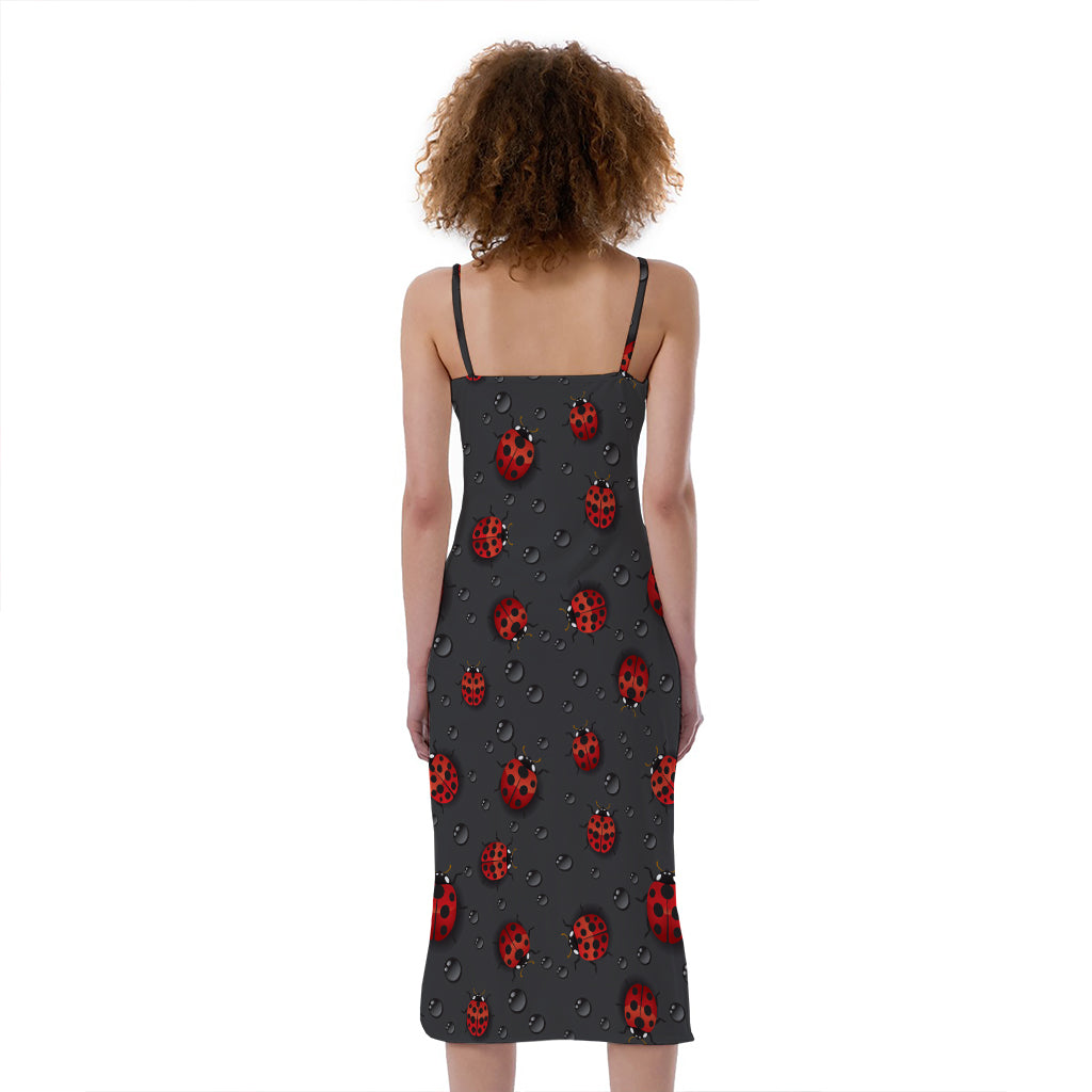 Little Ladybird Pattern Print Slim Fit Midi Cami Dress