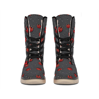 Little Ladybird Pattern Print Winter Boots
