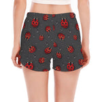 Little Ladybird Pattern Print Women's Split Running Shorts