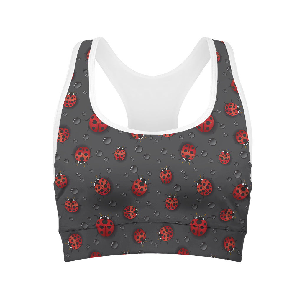 Little Ladybird Pattern Print Women's Sports Bra