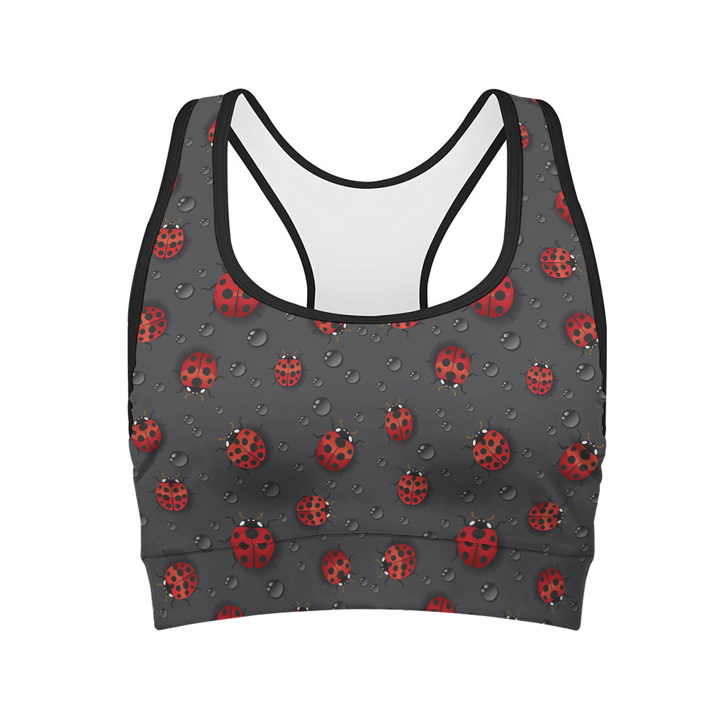 Little Ladybird Pattern Print Women's Sports Bra