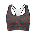 Little Ladybird Pattern Print Women's Sports Bra