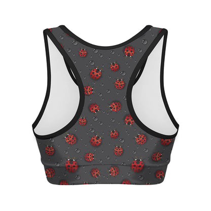Little Ladybird Pattern Print Women's Sports Bra