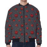 Little Ladybird Pattern Print Zip Sleeve Bomber Jacket