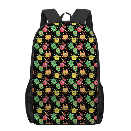 Little Monster Pattern Print 17 Inch Backpack
