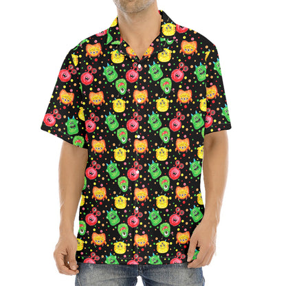 Little Monster Pattern Print Aloha Shirt