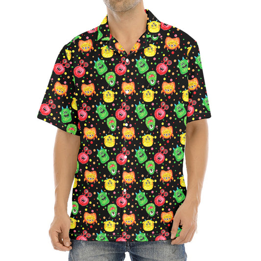 Little Monster Pattern Print Aloha Shirt