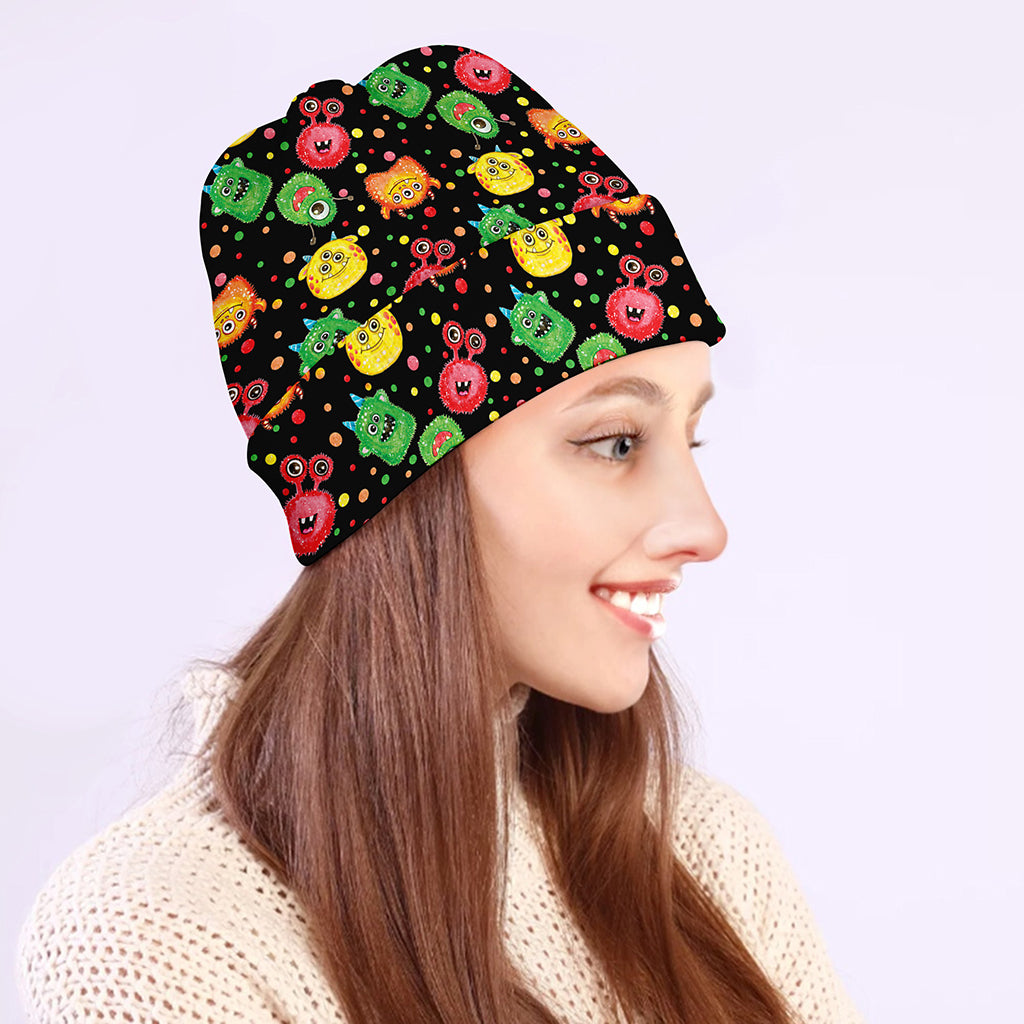 Little Monster Pattern Print Beanie