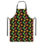 Little Monster Pattern Print Bib Apron With Pocket