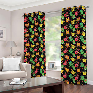 Little Monster Pattern Print Blackout Grommet Curtains