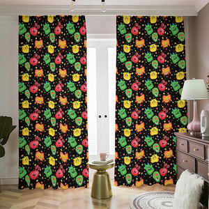 Little Monster Pattern Print Blackout Pencil Pleat Curtains