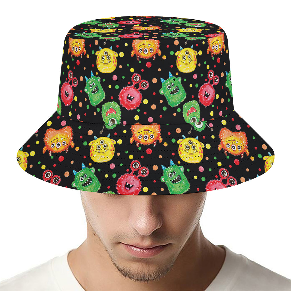 Little Monster Pattern Print Bucket Hat