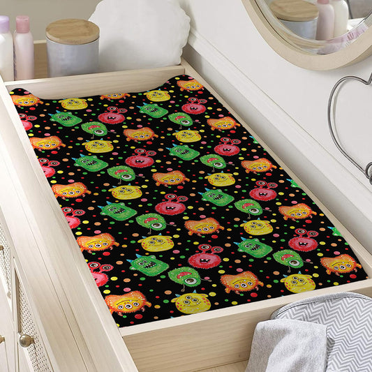 Little Monster Pattern Print Changing Pad Cover