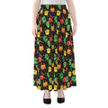 Little Monster Pattern Print Chiffon Maxi Skirt