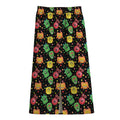 Little Monster Pattern Print Cotton Front Slit Maxi Skirt