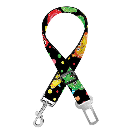 Little Monster Pattern Print Dog Seat Belt