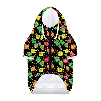 Little Monster Pattern Print Dog Zip Up Hoodie