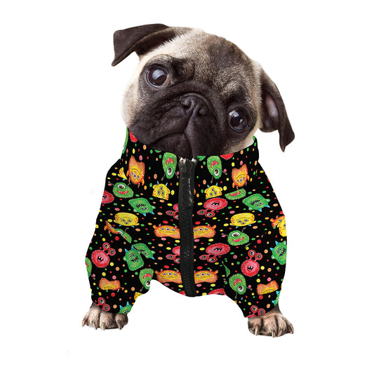 Little Monster Pattern Print Dog Zip Up Jacket