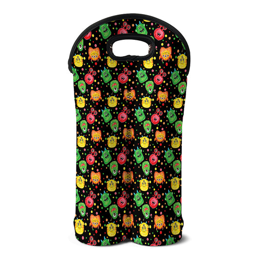Little Monster Pattern Print Double Neoprene Wine Tote
