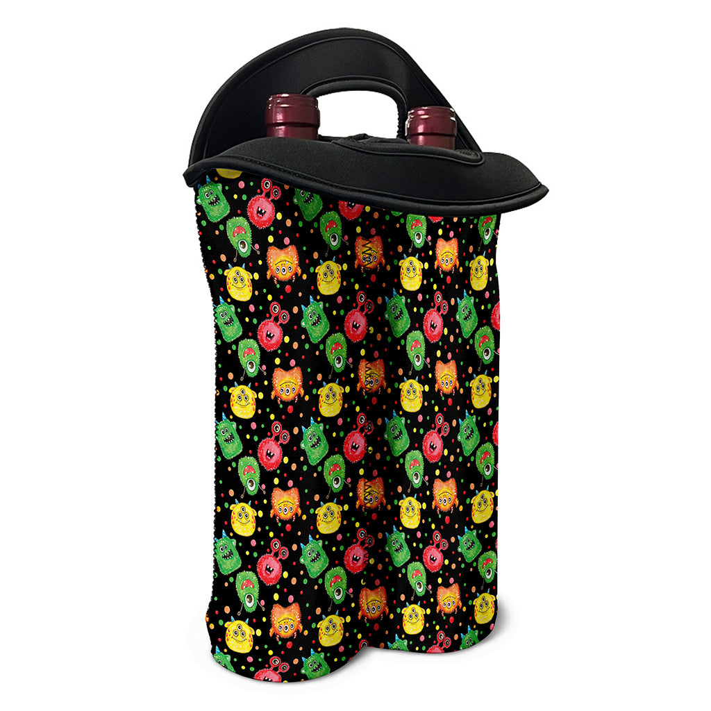 Little Monster Pattern Print Double Neoprene Wine Tote