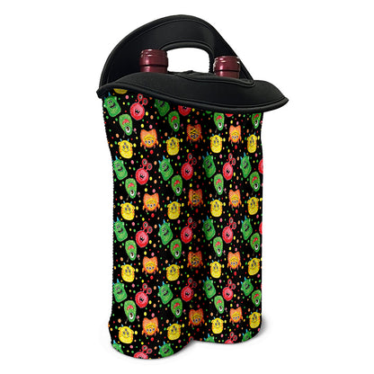 Little Monster Pattern Print Double Neoprene Wine Tote
