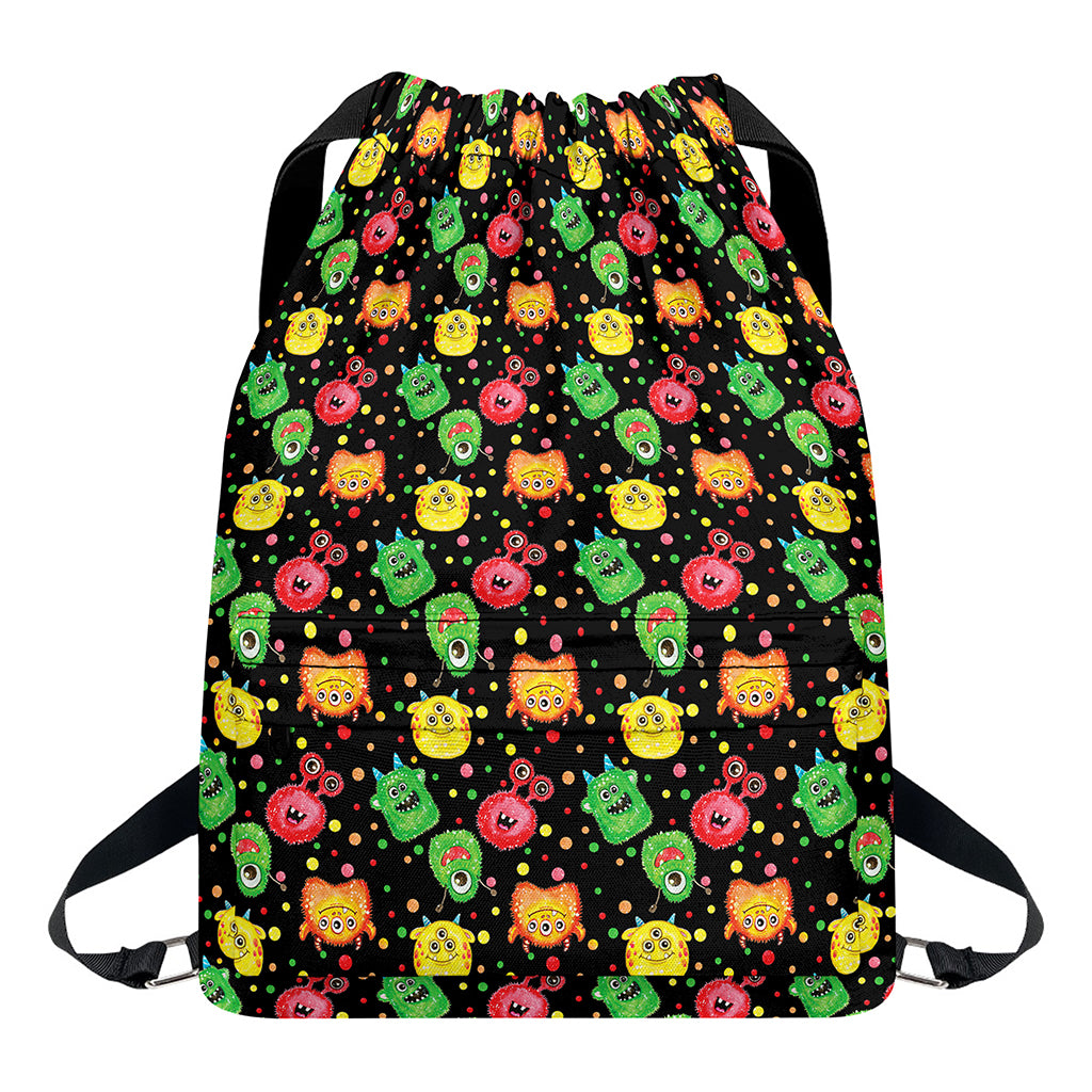 Little Monster Pattern Print Drawstring Backpack
