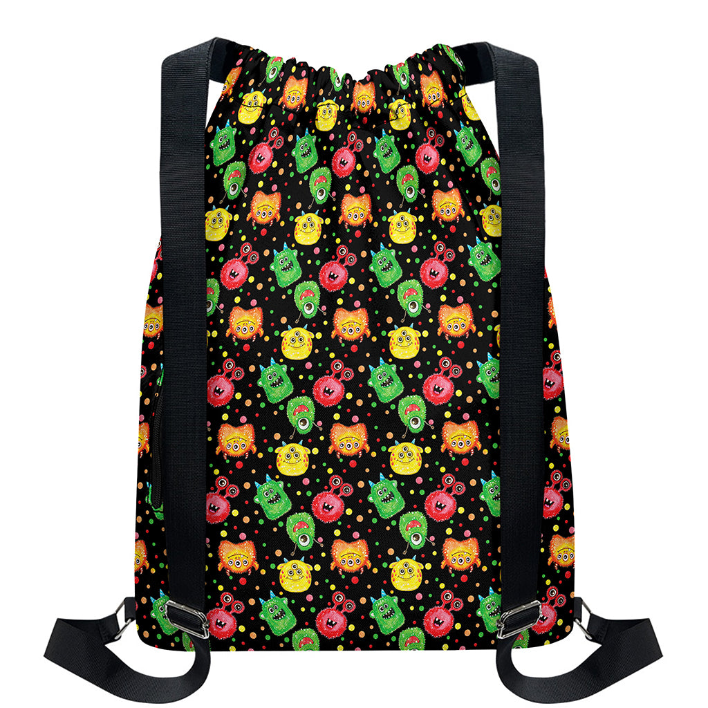 Little Monster Pattern Print Drawstring Backpack