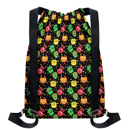 Little Monster Pattern Print Drawstring Backpack