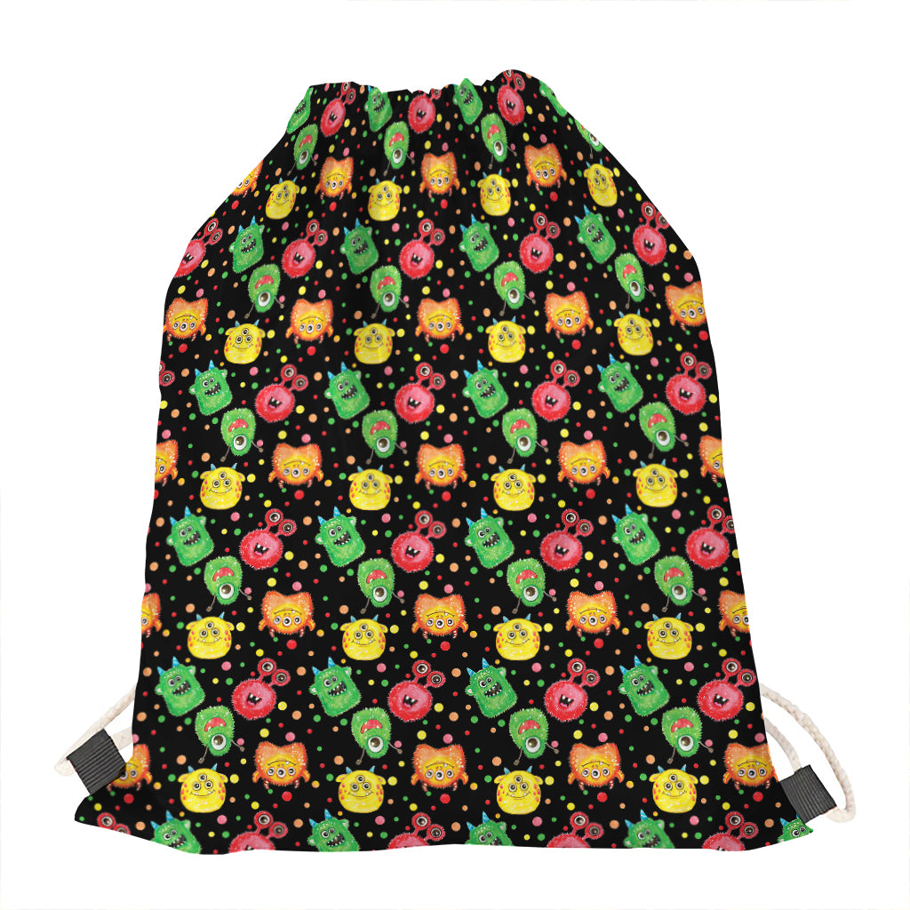 Little Monster Pattern Print Drawstring Bag