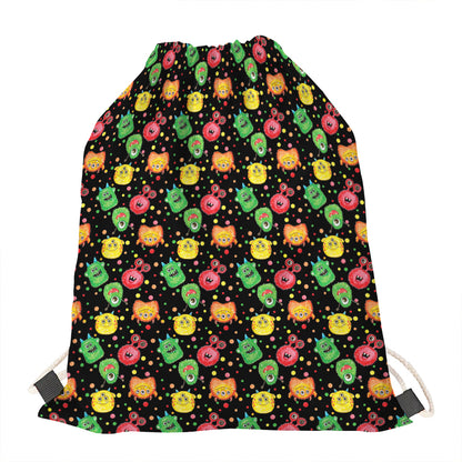 Little Monster Pattern Print Drawstring Bag