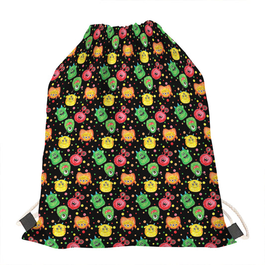 Little Monster Pattern Print Drawstring Bag