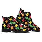 Little Monster Pattern Print Flat Ankle Boots