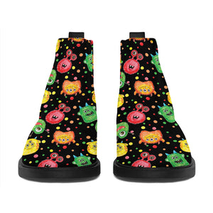 Little Monster Pattern Print Flat Ankle Boots