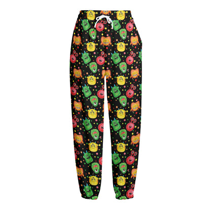 Little Monster Pattern Print Fleece Lined Knit Pants