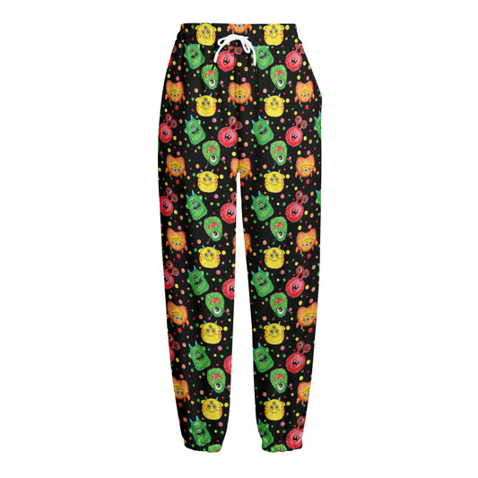 Little Monster Pattern Print Fleece Lined Knit Pants