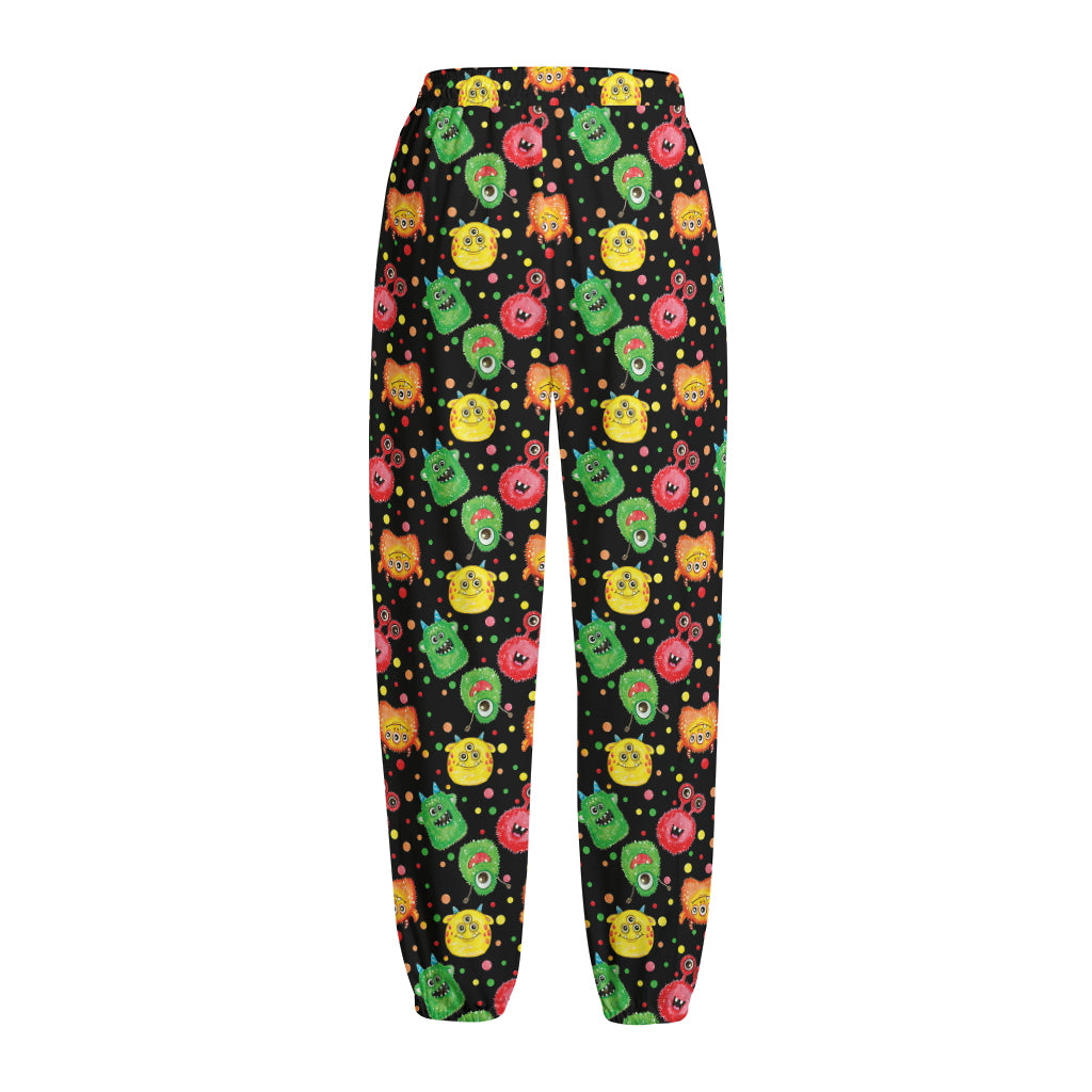 Little Monster Pattern Print Fleece Lined Knit Pants
