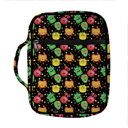 Little Monster Pattern Print Front Pocket Bible Bag