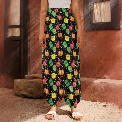 Little Monster Pattern Print Harem Pants