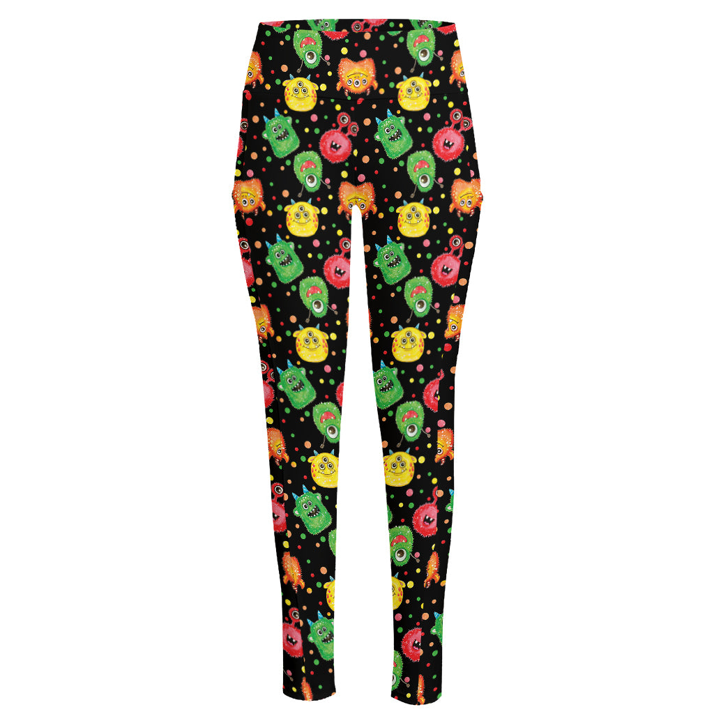 Little Monster Pattern Print High-Waisted Pocket Leggings