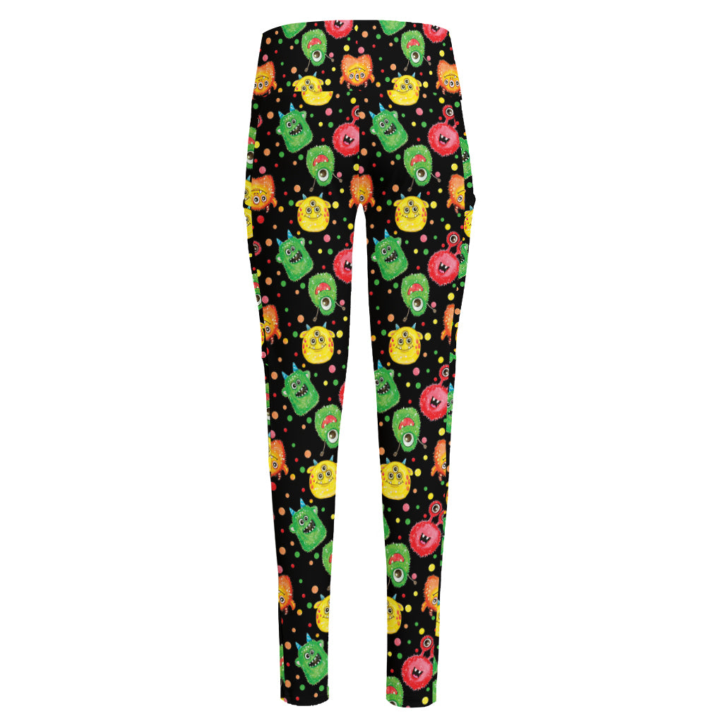 Little Monster Pattern Print High-Waisted Pocket Leggings