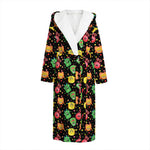 Little Monster Pattern Print Hooded Bathrobe